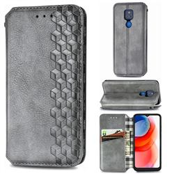 Ultra Slim Fashion Business Card Magnetic Automatic Suction Leather Flip Cover for Motorola Moto G Play(2021) - Grey