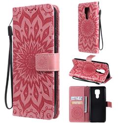 Embossing Sunflower Leather Wallet Case for Motorola Moto G Play(2021) - Pink