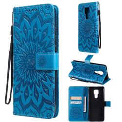 Embossing Sunflower Leather Wallet Case for Motorola Moto G Play(2021) - Blue