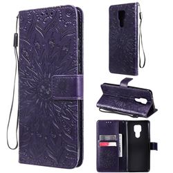 Embossing Sunflower Leather Wallet Case for Motorola Moto G Play(2021) - Purple