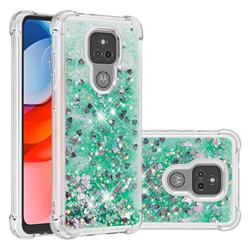 Dynamic Liquid Glitter Sand Quicksand TPU Case for Motorola Moto G Play(2021) - Green Love Heart
