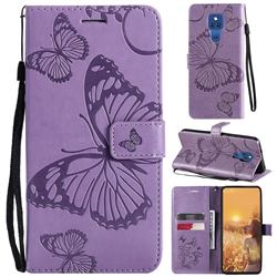 Embossing 3D Butterfly Leather Wallet Case for Motorola Moto G Play(2021) - Purple