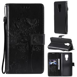 Embossing Butterfly Tree Leather Wallet Case for Motorola Moto G Play(2021) - Black