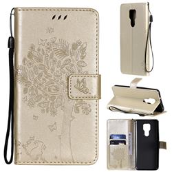 Embossing Butterfly Tree Leather Wallet Case for Motorola Moto G Play(2021) - Champagne