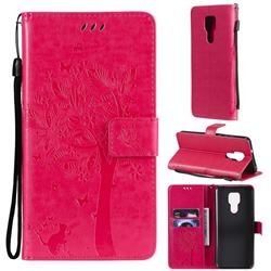 Embossing Butterfly Tree Leather Wallet Case for Motorola Moto G Play(2021) - Rose
