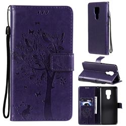 Embossing Butterfly Tree Leather Wallet Case for Motorola Moto G Play(2021) - Purple
