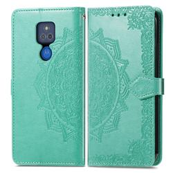Embossing Imprint Mandala Flower Leather Wallet Case for Motorola Moto G Play(2021) - Green