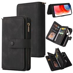 Luxury Multi-functional Zipper Wallet Leather Phone Case Cover for Motorola Moto G Play(2021) - Black