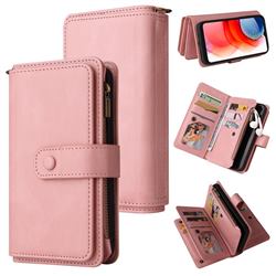 Luxury Multi-functional Zipper Wallet Leather Phone Case Cover for Motorola Moto G Play(2021) - Pink