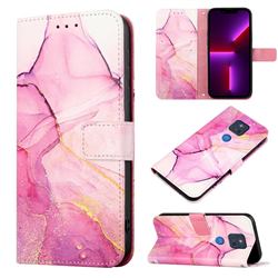 Pink Purple Marble Leather Wallet Protective Case for Motorola Moto G Play(2021)