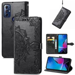 Embossing Imprint Mandala Flower Leather Wallet Case for Motorola Moto G Play(2023) - Black