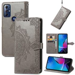 Embossing Imprint Mandala Flower Leather Wallet Case for Motorola Moto G Play(2023) - Gray