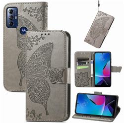 Embossing Mandala Flower Butterfly Leather Wallet Case for Motorola Moto G Play(2023) - Gray