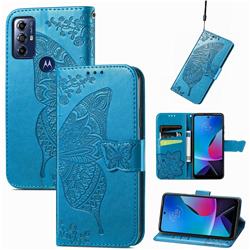 Embossing Mandala Flower Butterfly Leather Wallet Case for Motorola Moto G Play(2023) - Blue