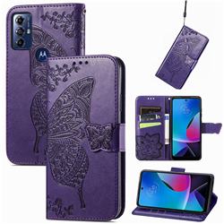 Embossing Mandala Flower Butterfly Leather Wallet Case for Motorola Moto G Play(2023) - Dark Purple