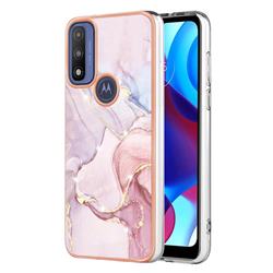 Rose Gold Dancing Electroplated Gold Frame 2.0 Thickness Plating Marble IMD Soft Back Cover for Motorola G Pure