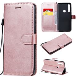 Retro Greek Classic Smooth PU Leather Wallet Phone Case for Motorola Moto G Power - Rose Gold