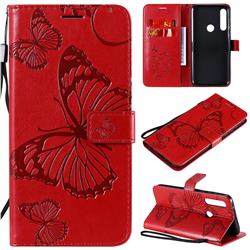 Embossing 3D Butterfly Leather Wallet Case for Motorola Moto G Power - Red