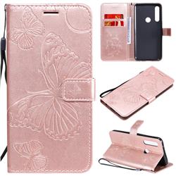 Embossing 3D Butterfly Leather Wallet Case for Motorola Moto G Power - Rose Gold