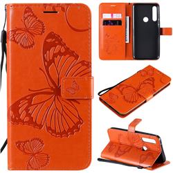 Embossing 3D Butterfly Leather Wallet Case for Motorola Moto G Power - Orange