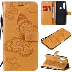 Embossing 3D Butterfly Leather Wallet Case for Motorola Moto G Power - Yellow