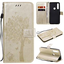 Embossing Butterfly Tree Leather Wallet Case for Motorola Moto G Power - Champagne