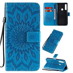 Embossing Sunflower Leather Wallet Case for Motorola Moto G Power - Blue