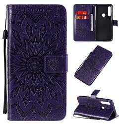 Embossing Sunflower Leather Wallet Case for Motorola Moto G Power - Purple