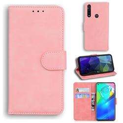 Retro Classic Skin Feel Leather Wallet Phone Case for Motorola Moto G Power 2020 - Pink