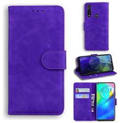 Retro Classic Skin Feel Leather Wallet Phone Case for Motorola Moto G Power 2020 - Purple