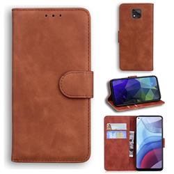 Retro Classic Skin Feel Leather Wallet Phone Case for Motorola Moto G Power 2021 - Brown