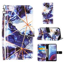 Starry Blue Stitching Color Marble Leather Wallet Case for Motorola Moto G Power 2021