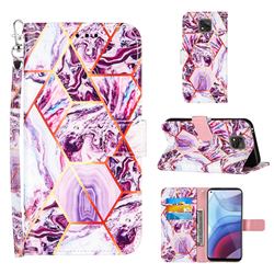 Dream Purple Stitching Color Marble Leather Wallet Case for Motorola Moto G Power 2021