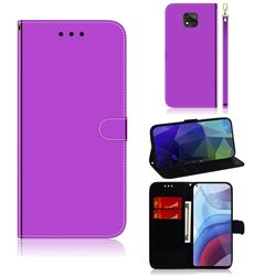 Shining Mirror Like Surface Leather Wallet Case for Motorola Moto G Power 2021 - Purple