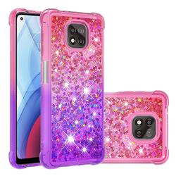 Rainbow Gradient Liquid Glitter Quicksand Sequins Phone Case for Motorola Moto G Power 2021 - Pink Purple