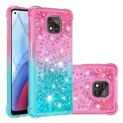 Rainbow Gradient Liquid Glitter Quicksand Sequins Phone Case for Motorola Moto G Power 2021 - Pink Blue