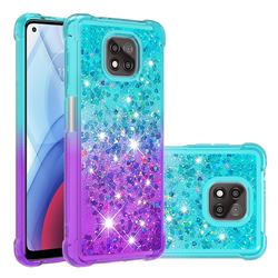Rainbow Gradient Liquid Glitter Quicksand Sequins Phone Case for Motorola Moto G Power 2021 - Blue Purple