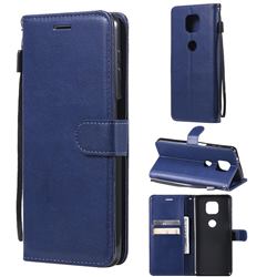 Retro Greek Classic Smooth PU Leather Wallet Phone Case for Motorola Moto G Power 2021 - Blue