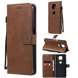Retro Greek Classic Smooth PU Leather Wallet Phone Case for Motorola Moto G Power 2021 - Brown