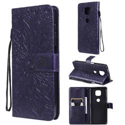 Embossing Sunflower Leather Wallet Case for Motorola Moto G Power 2021 - Purple