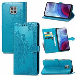 Embossing Imprint Mandala Flower Leather Wallet Case for Motorola Moto G Power 2021 - Blue