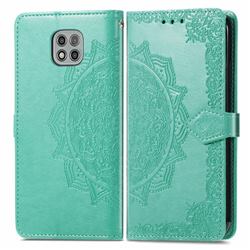 Embossing Imprint Mandala Flower Leather Wallet Case for Motorola Moto G Power 2021 - Green