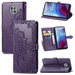 Embossing Imprint Mandala Flower Leather Wallet Case for Motorola Moto G Power 2021 - Purple