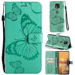 Embossing 3D Butterfly Leather Wallet Case for Motorola Moto G Power 2021 - Green
