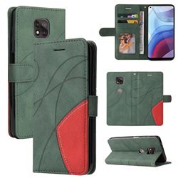 Luxury Two-color Stitching Leather Wallet Case Cover for Motorola Moto G Power 2021 - Green