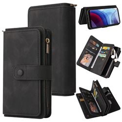Luxury Multi-functional Zipper Wallet Leather Phone Case Cover for Motorola Moto G Power 2021 - Black