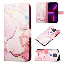 Rose Gold Marble Leather Wallet Protective Case for Motorola Moto G Power 2021