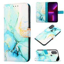 Green Illusion Marble Leather Wallet Protective Case for Motorola Moto G Power 2022