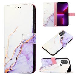 Purple White Marble Leather Wallet Protective Case for Motorola Moto G Power 2022