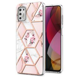 Pink Flower Marble Electroplating Protective Case Cover for Motorola Moto G Stylus 2021